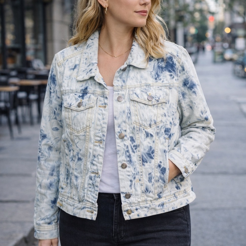 Free People Rumors Jacket Jones Acid Wash Tie Dye